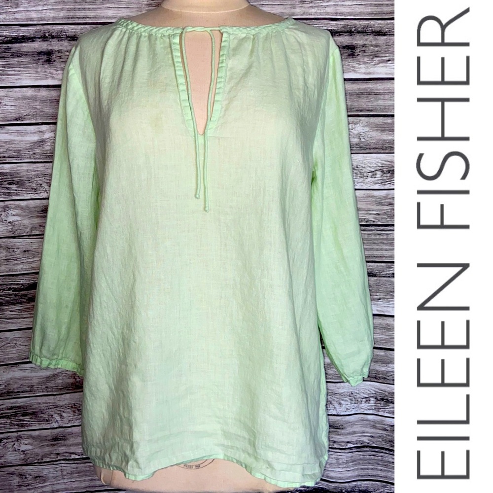 EILEEN FISHER Women’s 100% Linen Popover Blouse M